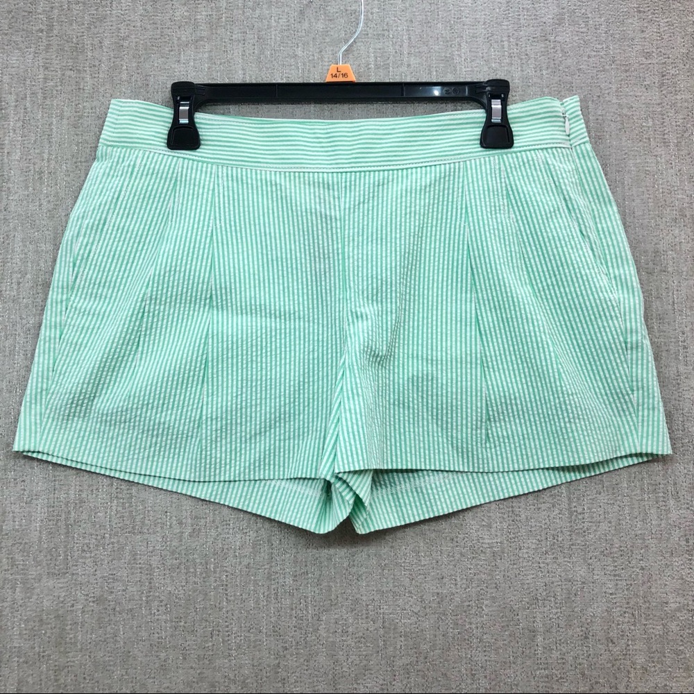 J. Crew Mint White Striped Seersucker Shorts Size 8 NWT